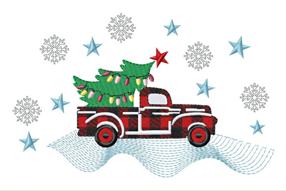 Christmas Red Plaid Farmhouse Truck