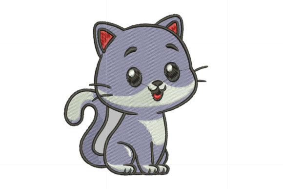 Cute Baby Cat Animal Embroidery Design