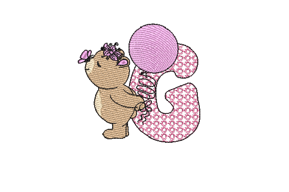 G Girl Teddy Embroidery Design