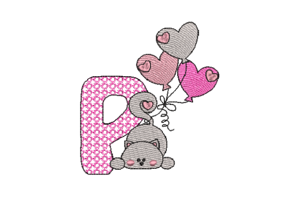 Letter P Cat Sketch: A Charming Alphabet Embroidery for Personalized Gifts