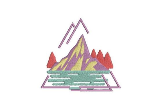 Mountains Trees and Lakes Embroidery Design