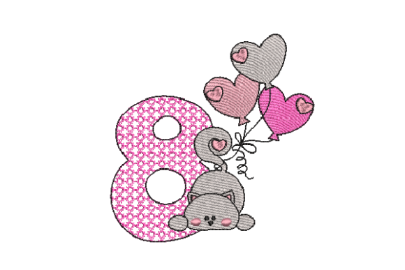 Number 8 Cat Sketch: A Charming Embroidery Design for Meaningful Gifts
