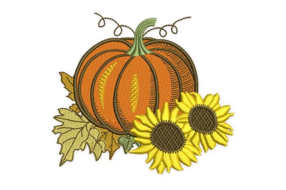 Sunflower Pumpkin Embroidery Design